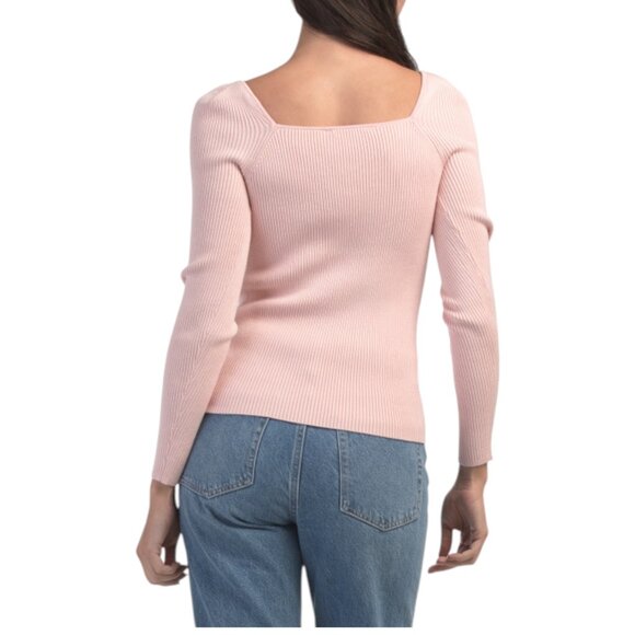 ELIE TAHARI Long Sleeve Sweetheart Ribbed Pull Over Sweater - Picture 2 of 2